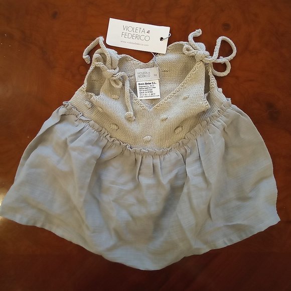 violeta federico newborn dress size 0-3 month grey - Picture 1 of 3